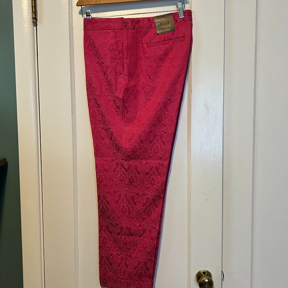 NWT Banana Republic Beautiful Fuchsia Brocade Ryan Fit Crop Pants 10